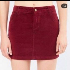Urban Outfitters BDG red velvet mini skirt